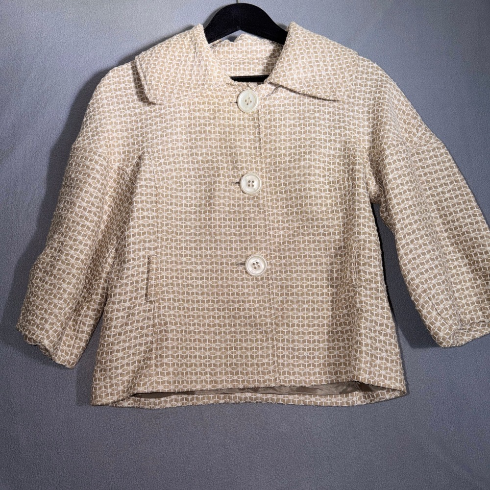 Votre Nom Vintage 4 Textured Tweed Cropped‎ Blazer Retro Coquette Light Academia